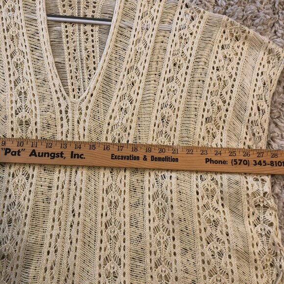 Crochet Boho Lace Hippy Top Cover Up Beachwear Boatwear Peekaboo One Size - Picture 9 of 11